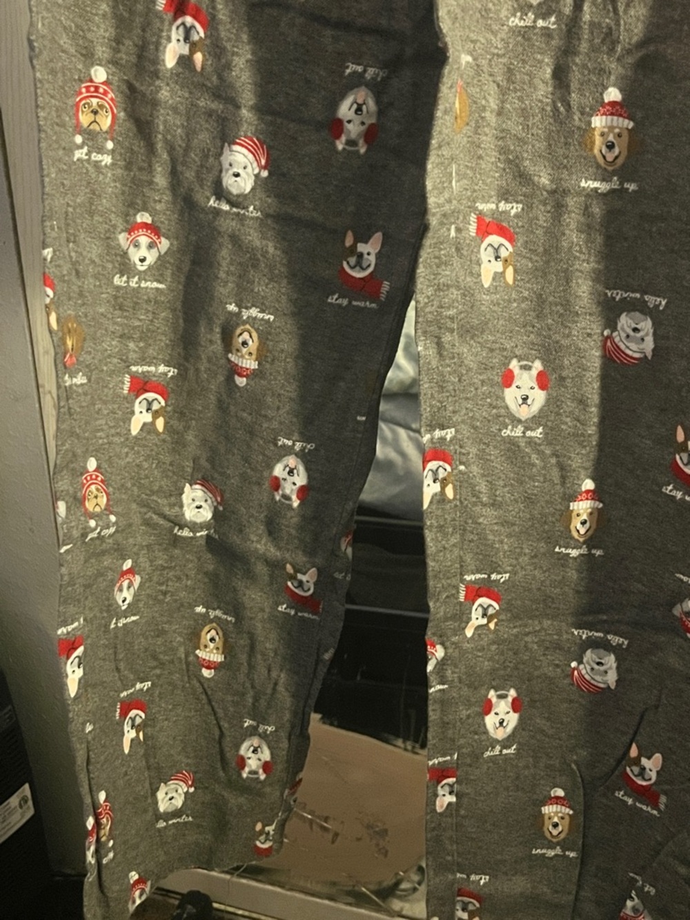 Cozy Grey Holiday Dog Print Pajama Pants